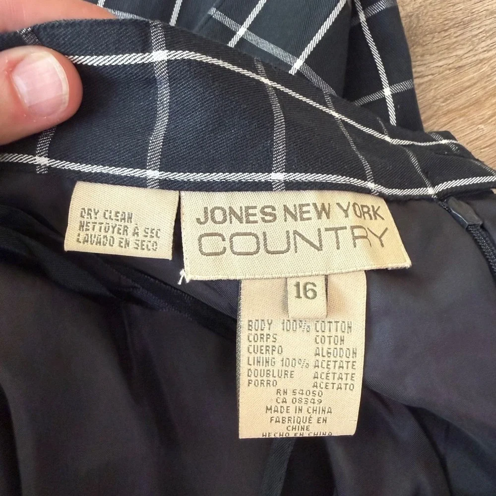 Jones New York Country Maxi Skirt Plaid Windowpane | Black White‎ | Size 16